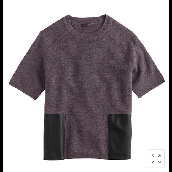 J. Crew | Merino Wool Leather Pocket Tee Shirt - Picture 2 of 8